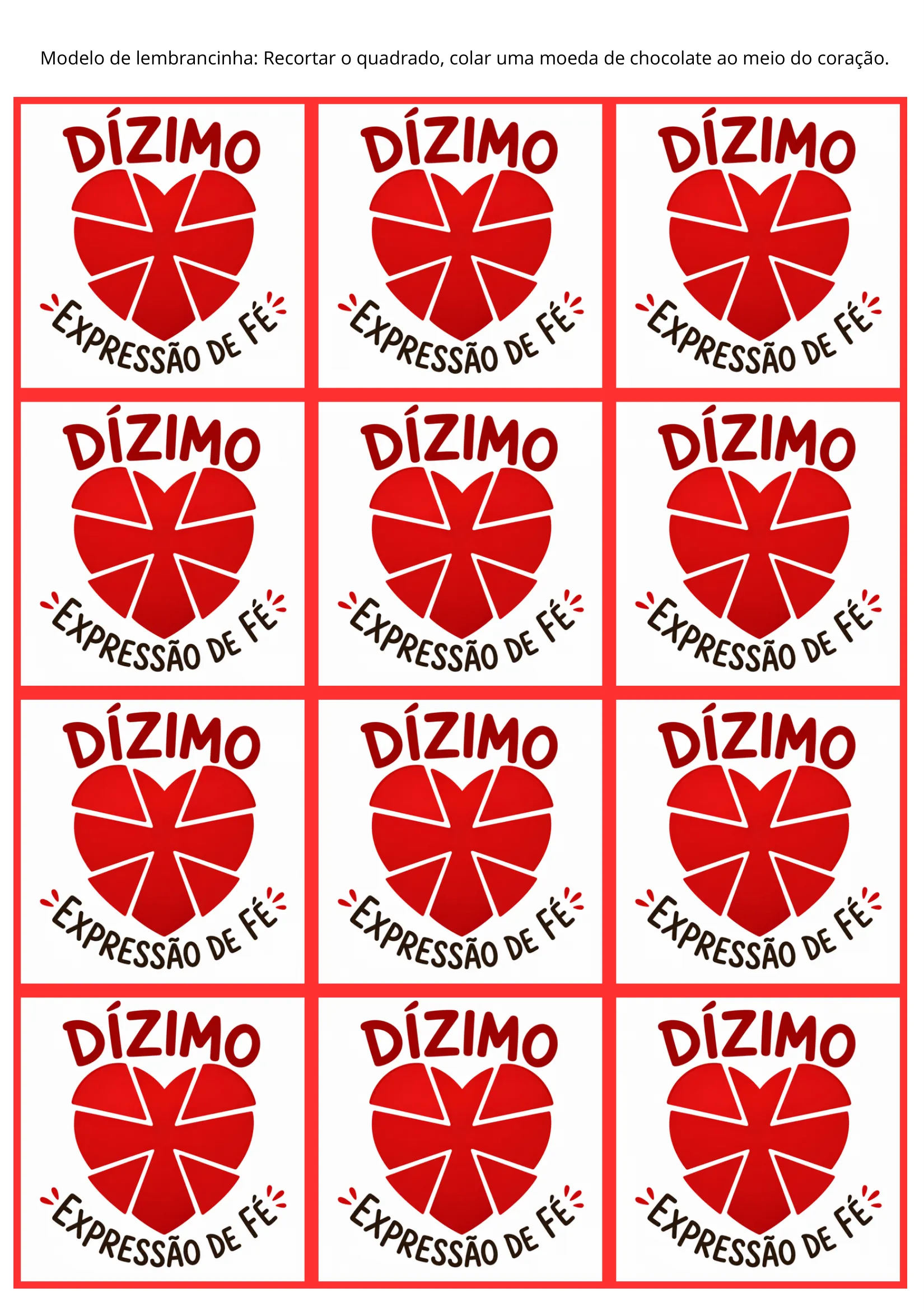 Lembrancinha "Dízimo — Expressão de Fé"