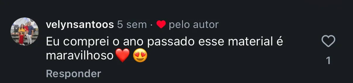 Comentário real de cliente no Instagram @escolinha.catolica